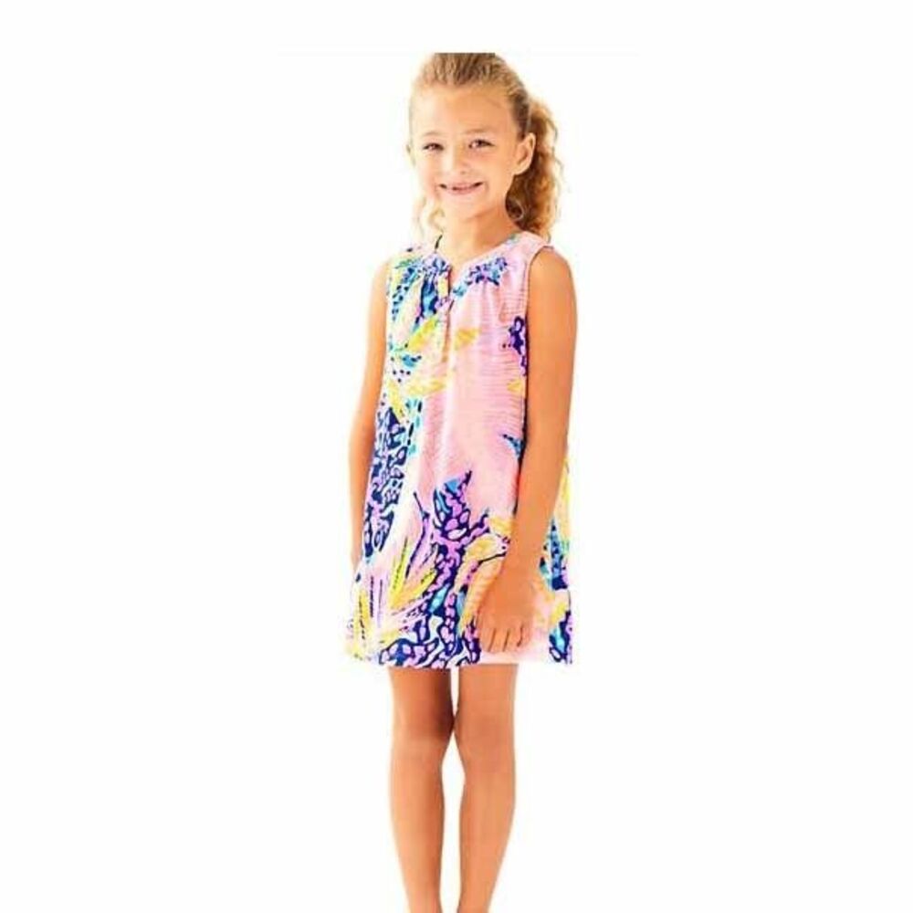 Lilly Pulitzer Girls' Pink Blue Yellow Floral Mini Dress